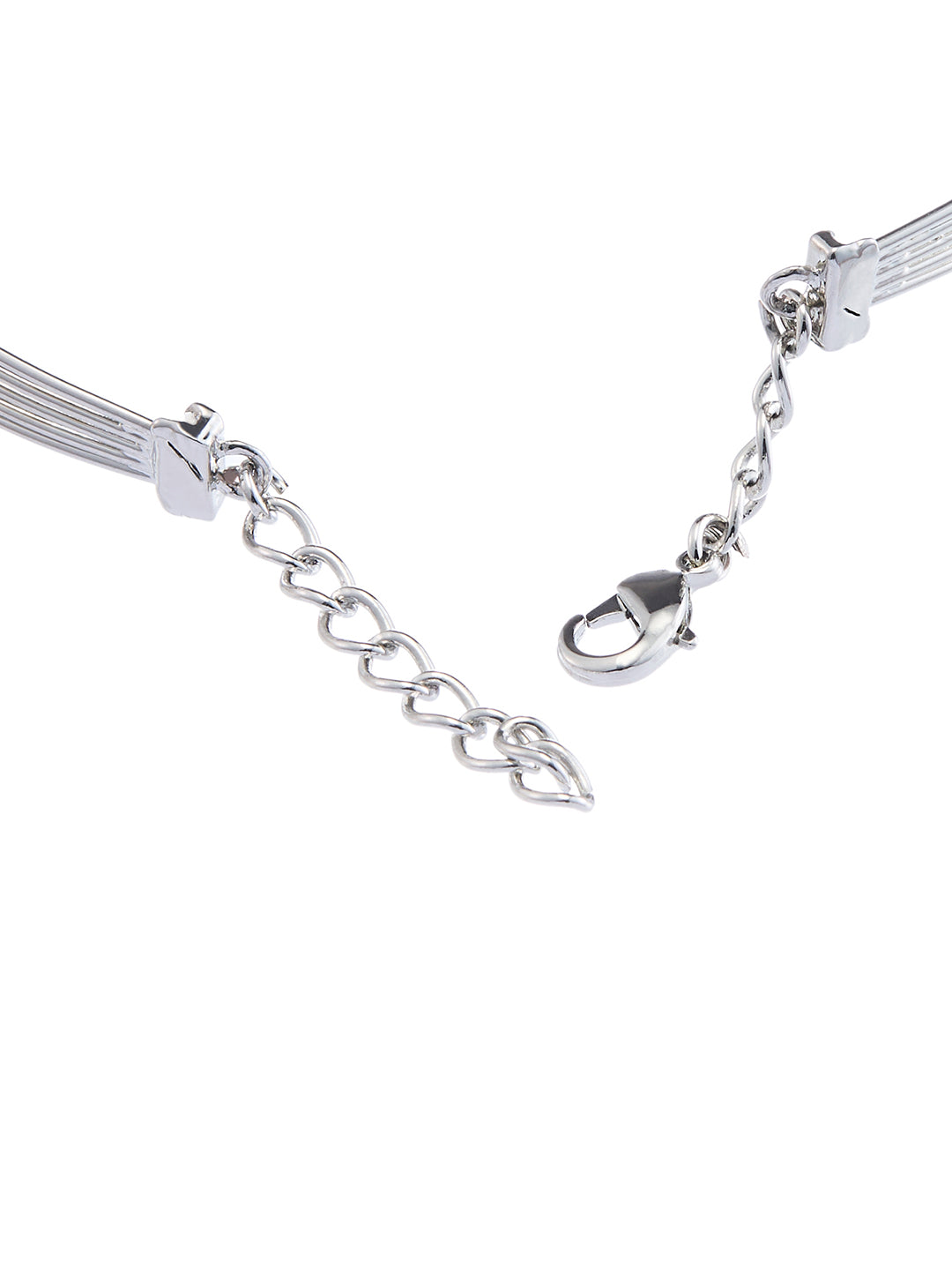 Rhodium-Plated American Diamond Studded Link Bracelet
