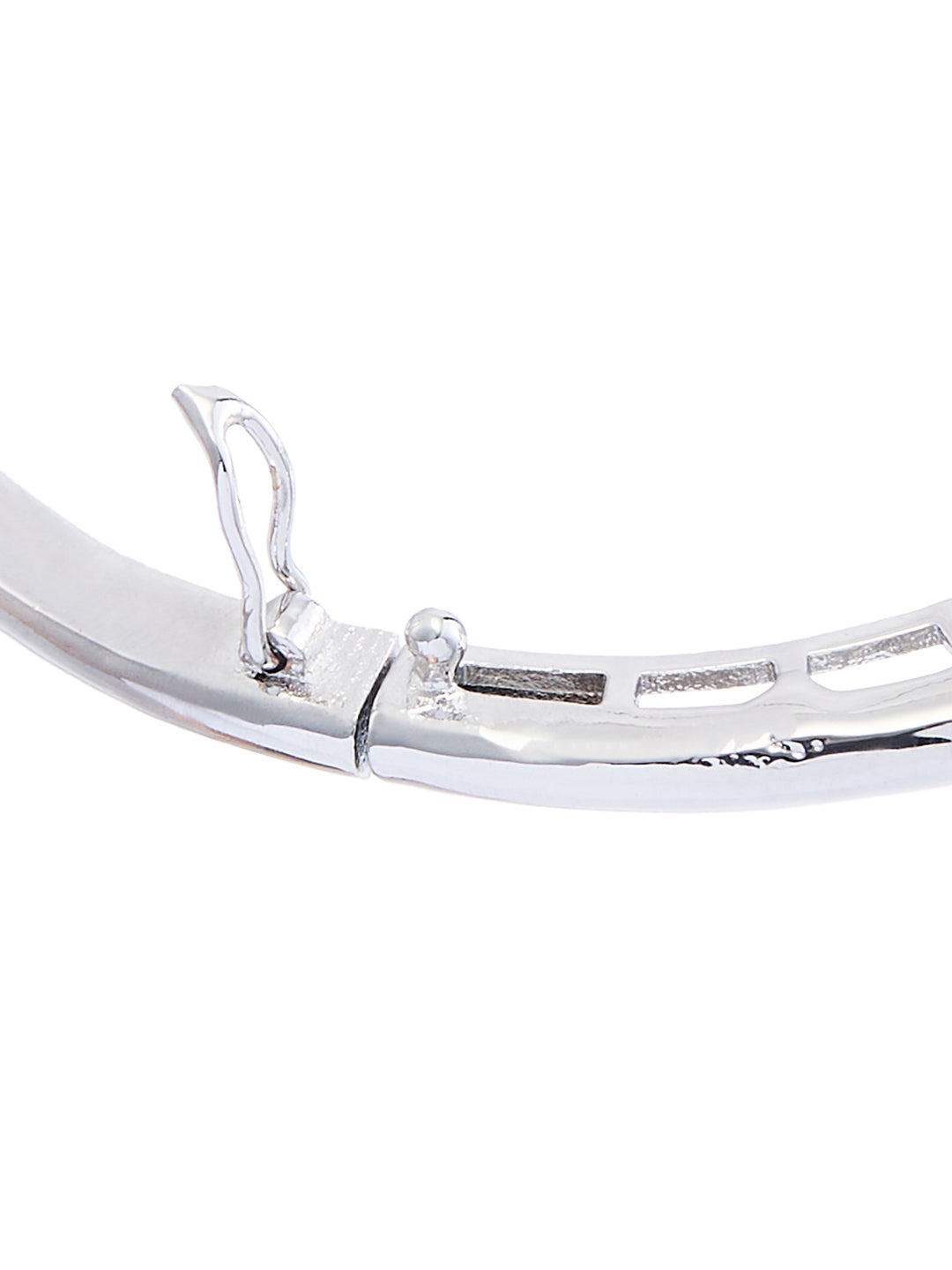 Rhodium-Plated Cubic Zirconia Studded Kada Bracelet