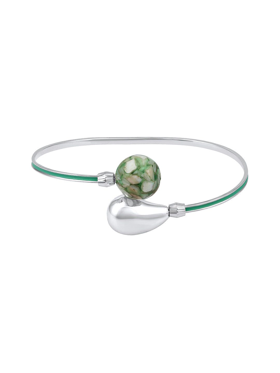 Rohodium Plated Comtemporary Meenakari Adjustable Kada