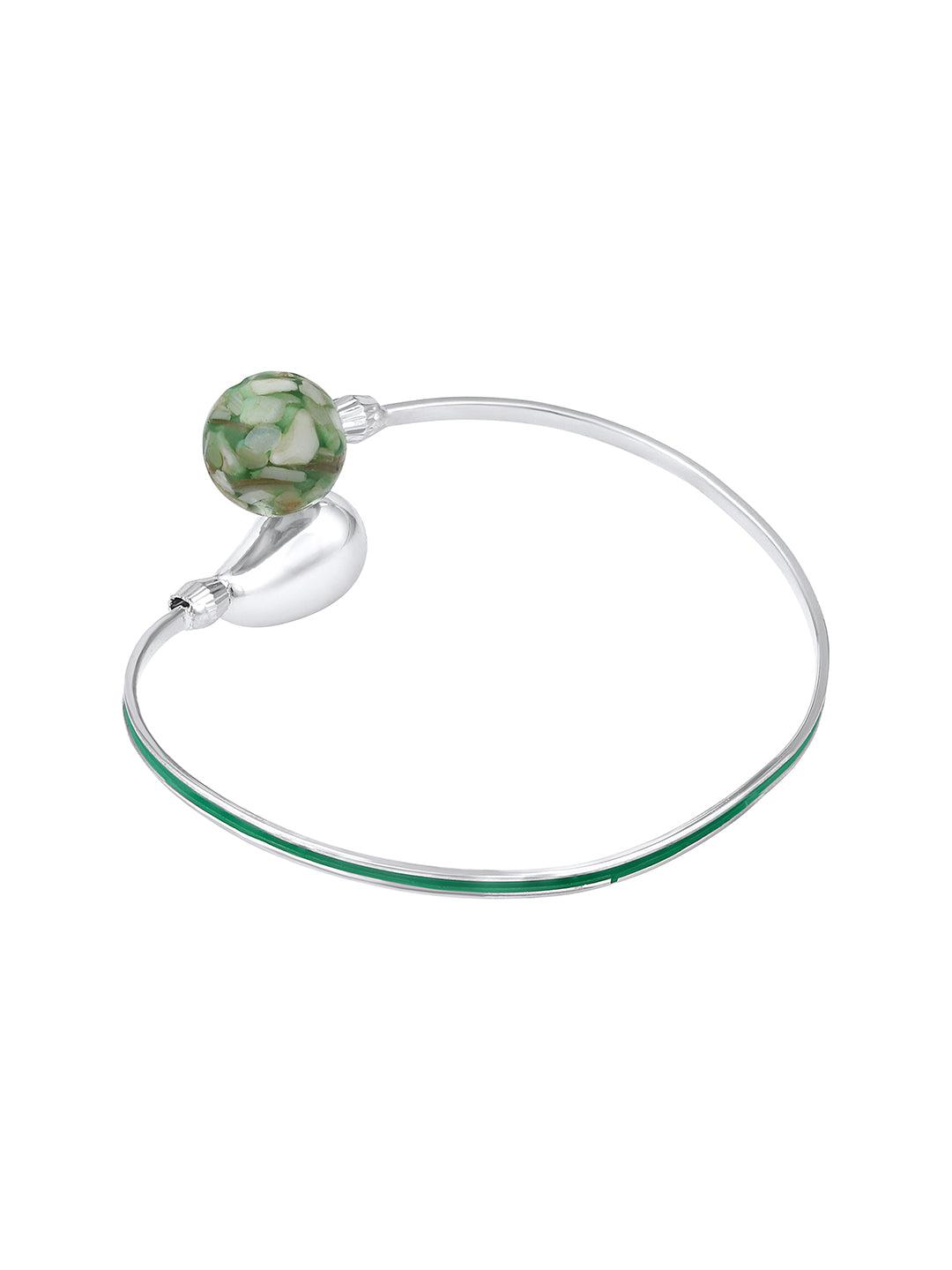 Rohodium Plated Comtemporary Meenakari Adjustable Kada