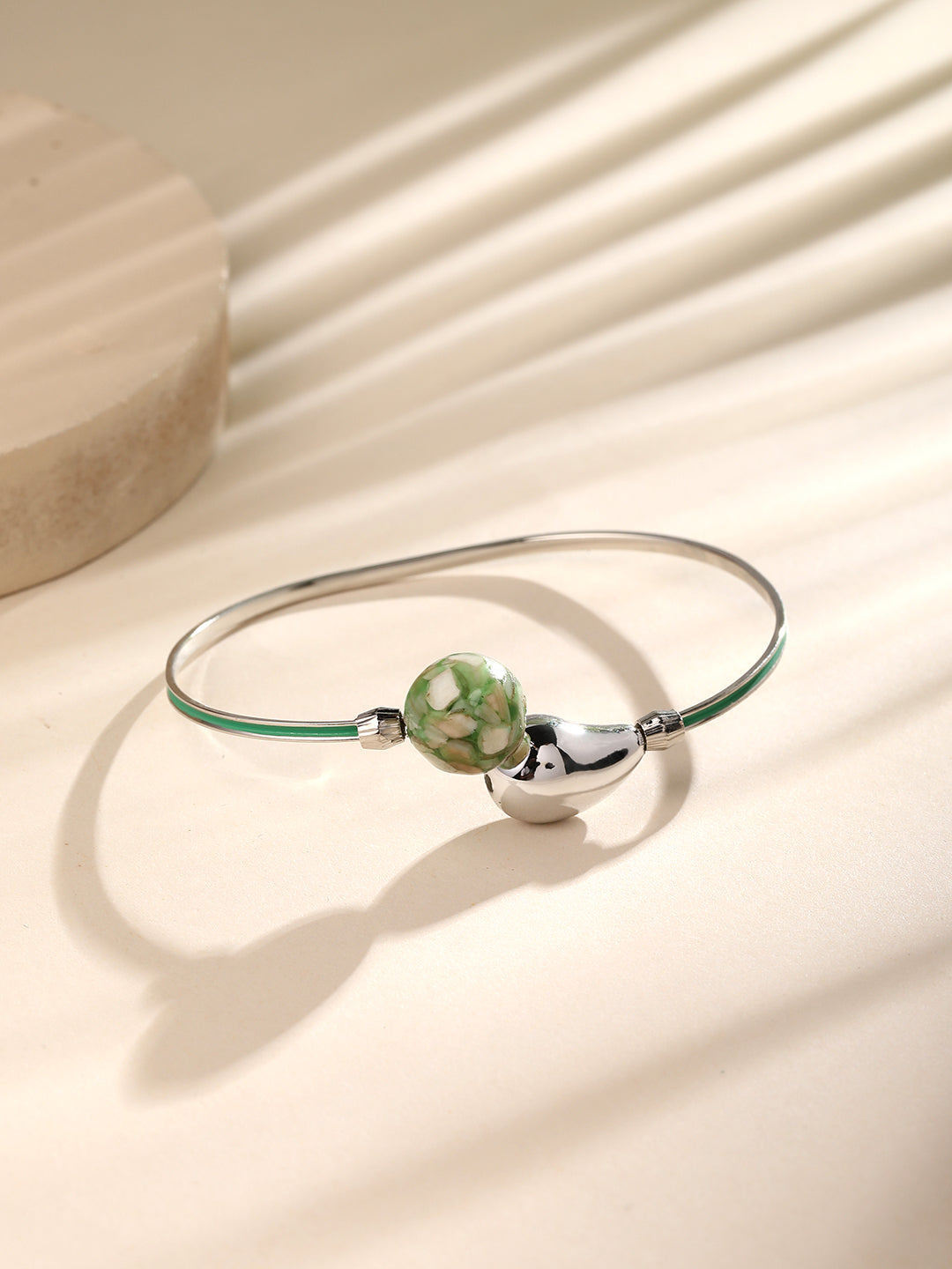 Rohodium Plated Comtemporary Meenakari Adjustable Kada
