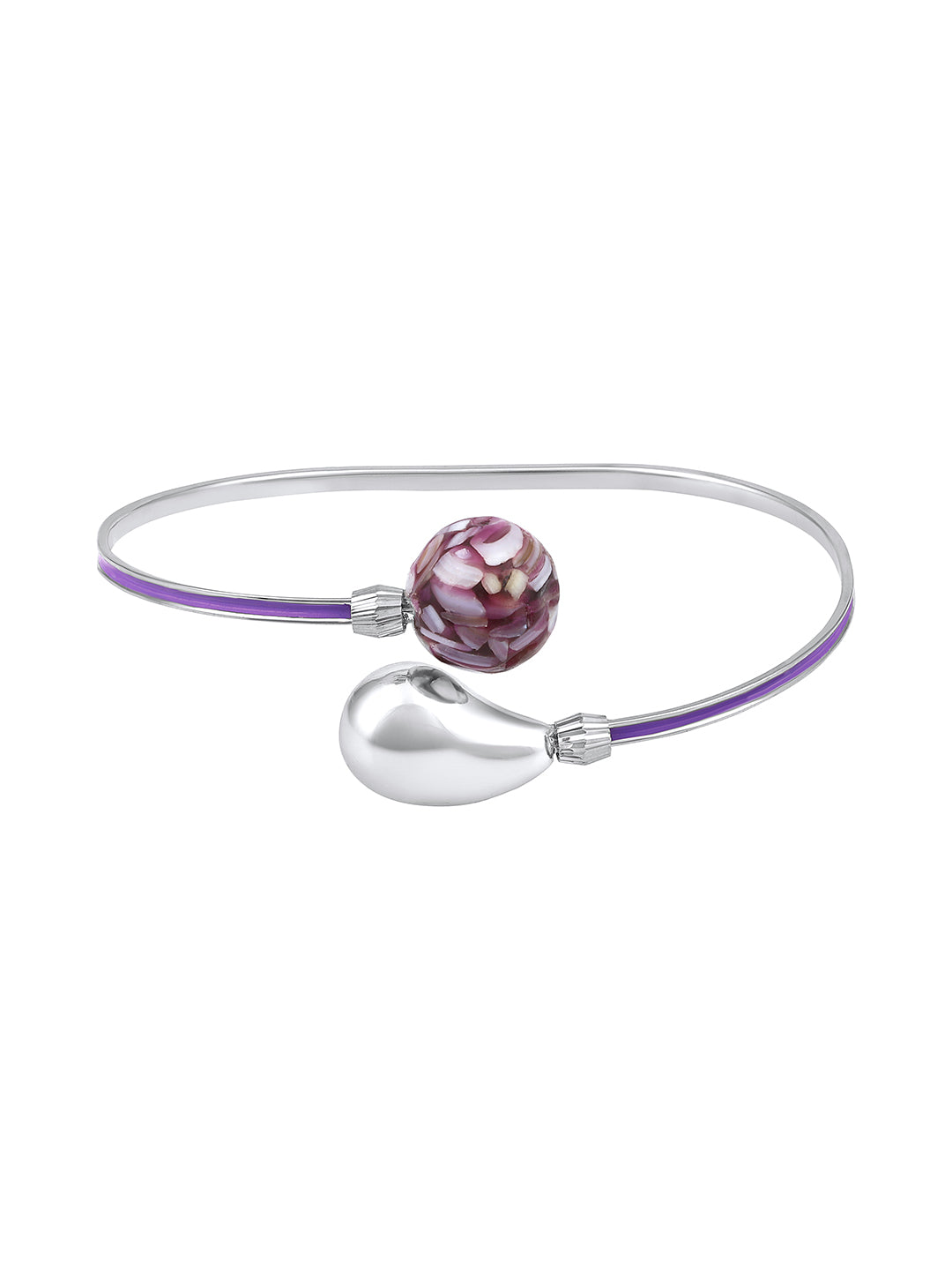 Purple Meenakari adjustable kada for women with rhodium finish – elegant open bracelet for festive and daily wear