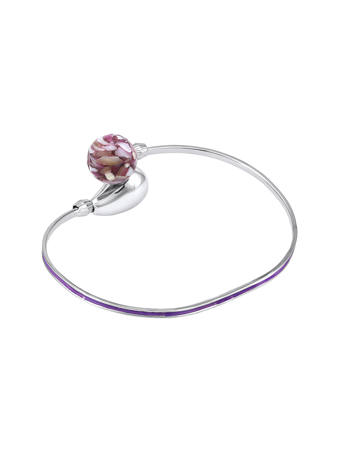 Rohodium Plated Comtemporary Meenakari Adjustable Kada