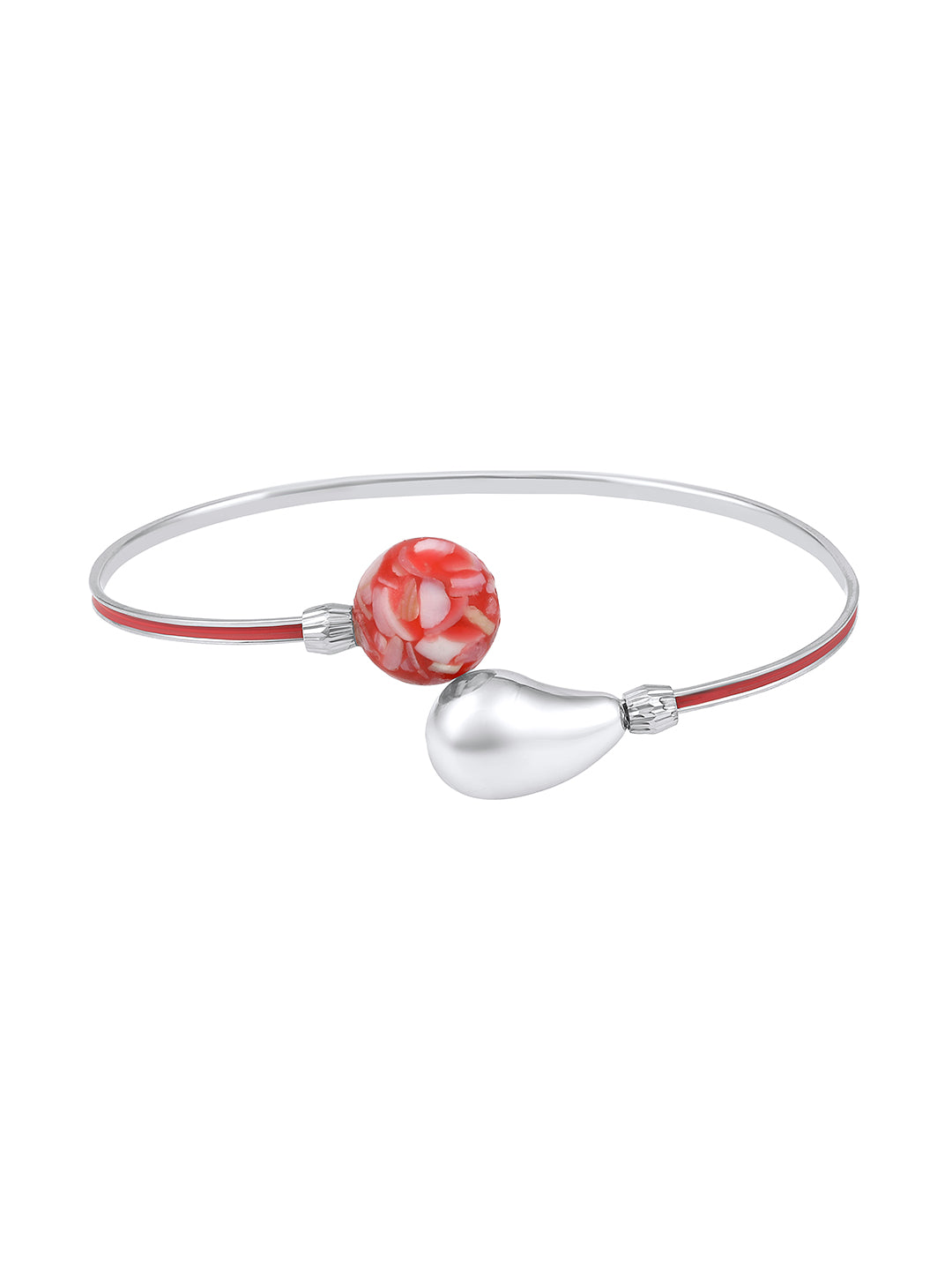 Rohodium Plated Comtemporary Meenakari Adjustable Kada