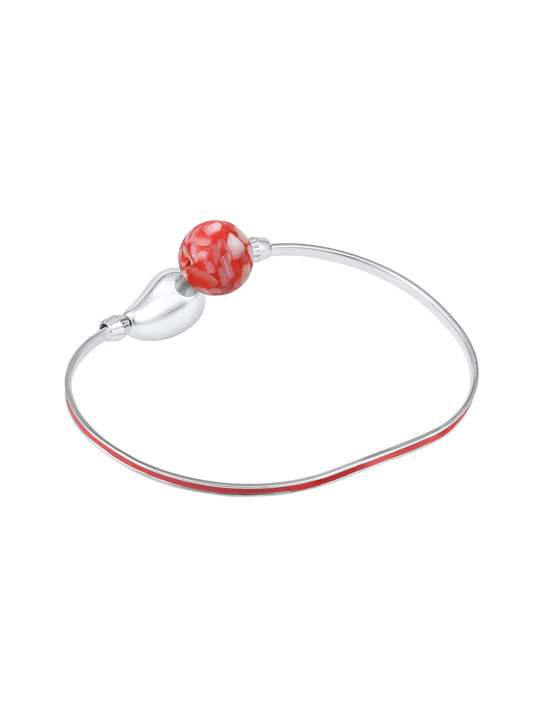 Rohodium Plated Comtemporary Meenakari Adjustable Kada