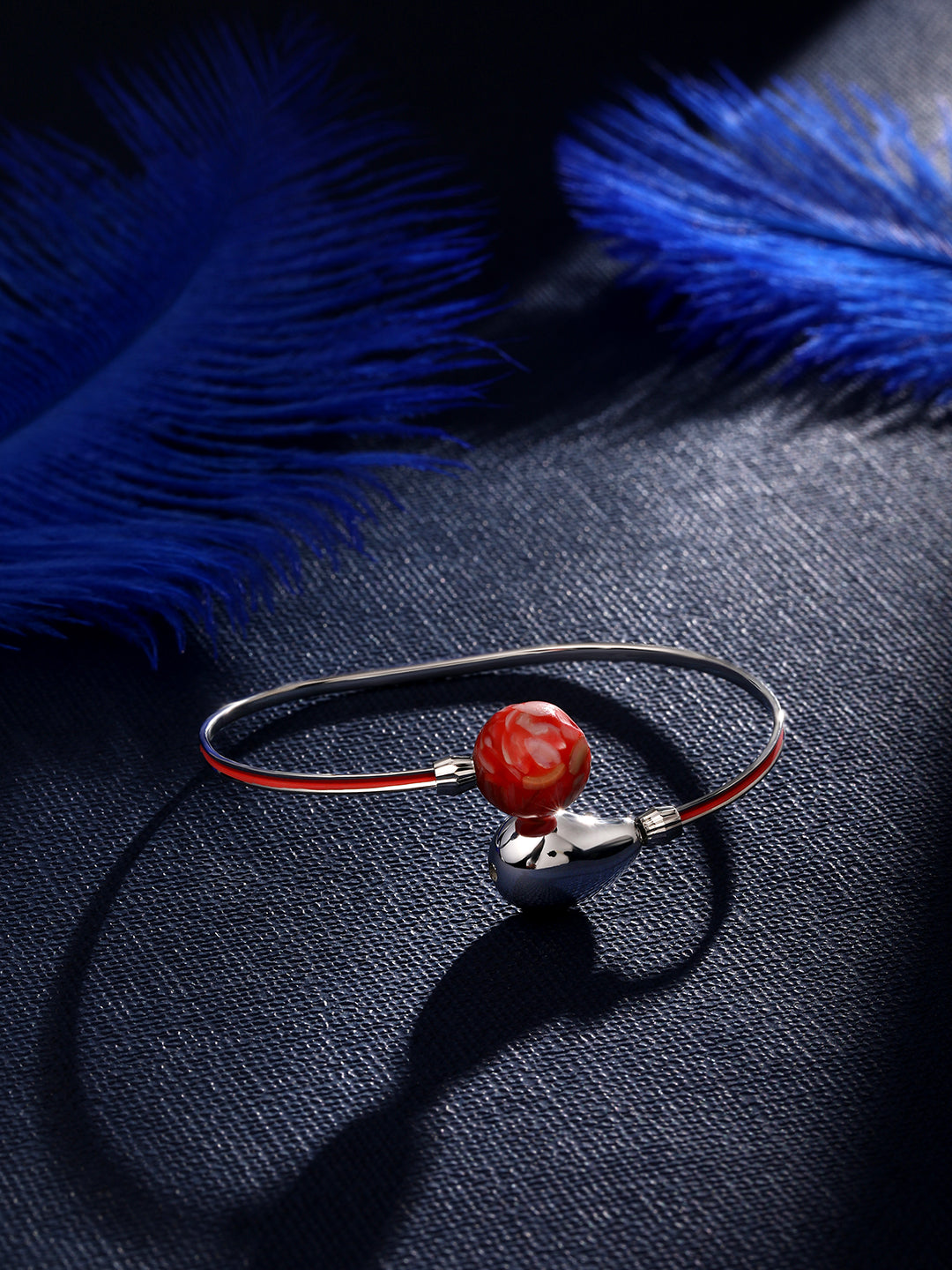 Red Meenakari adjustable kada for women with rhodium plating – stylish open bracelet for festive and casual wear