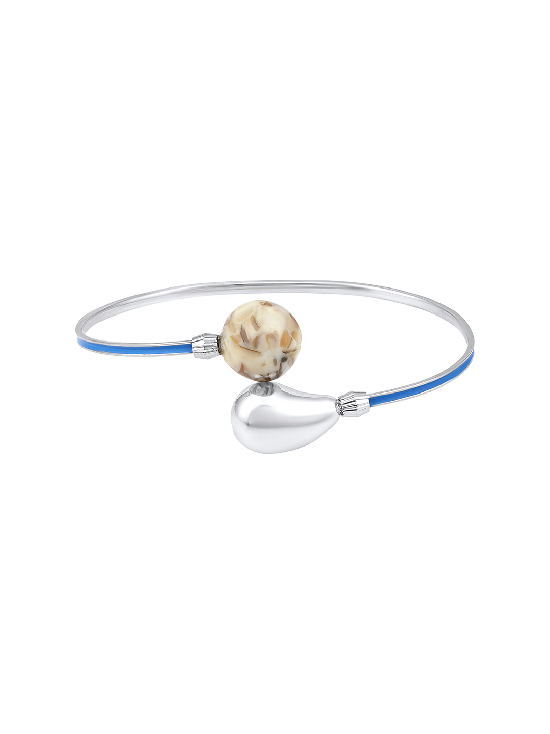 Rohodium Plated Comtemporary Meenakari Adjustable Kada