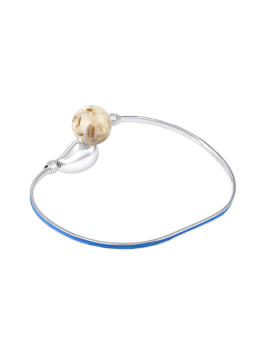 Rohodium Plated Comtemporary Meenakari Adjustable Kada