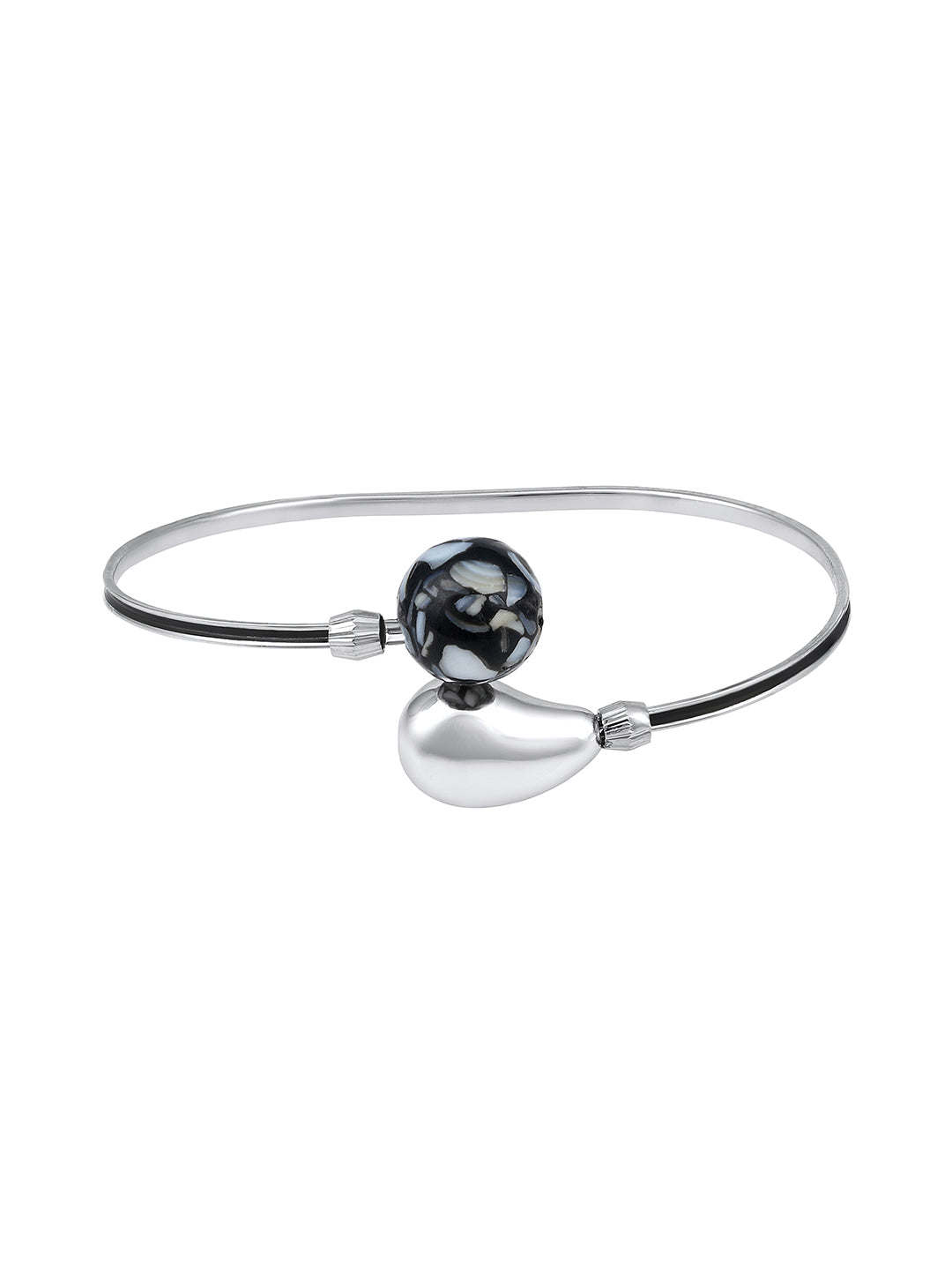 Rohodium Plated Comtemporary Meenakari Adjustable Kada