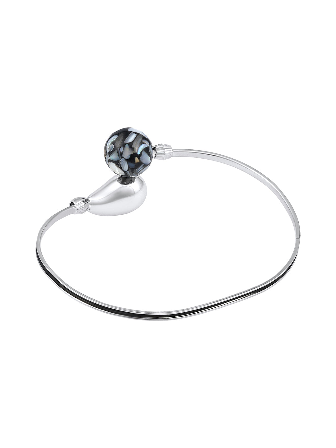 Rohodium Plated Comtemporary Meenakari Adjustable Kada