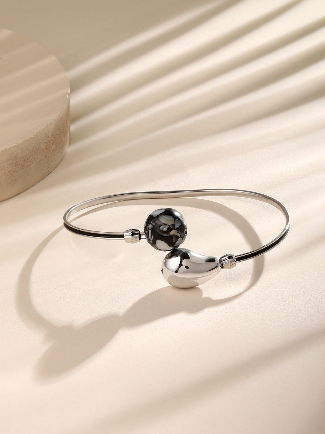 Rohodium Plated Comtemporary Meenakari Adjustable Kada