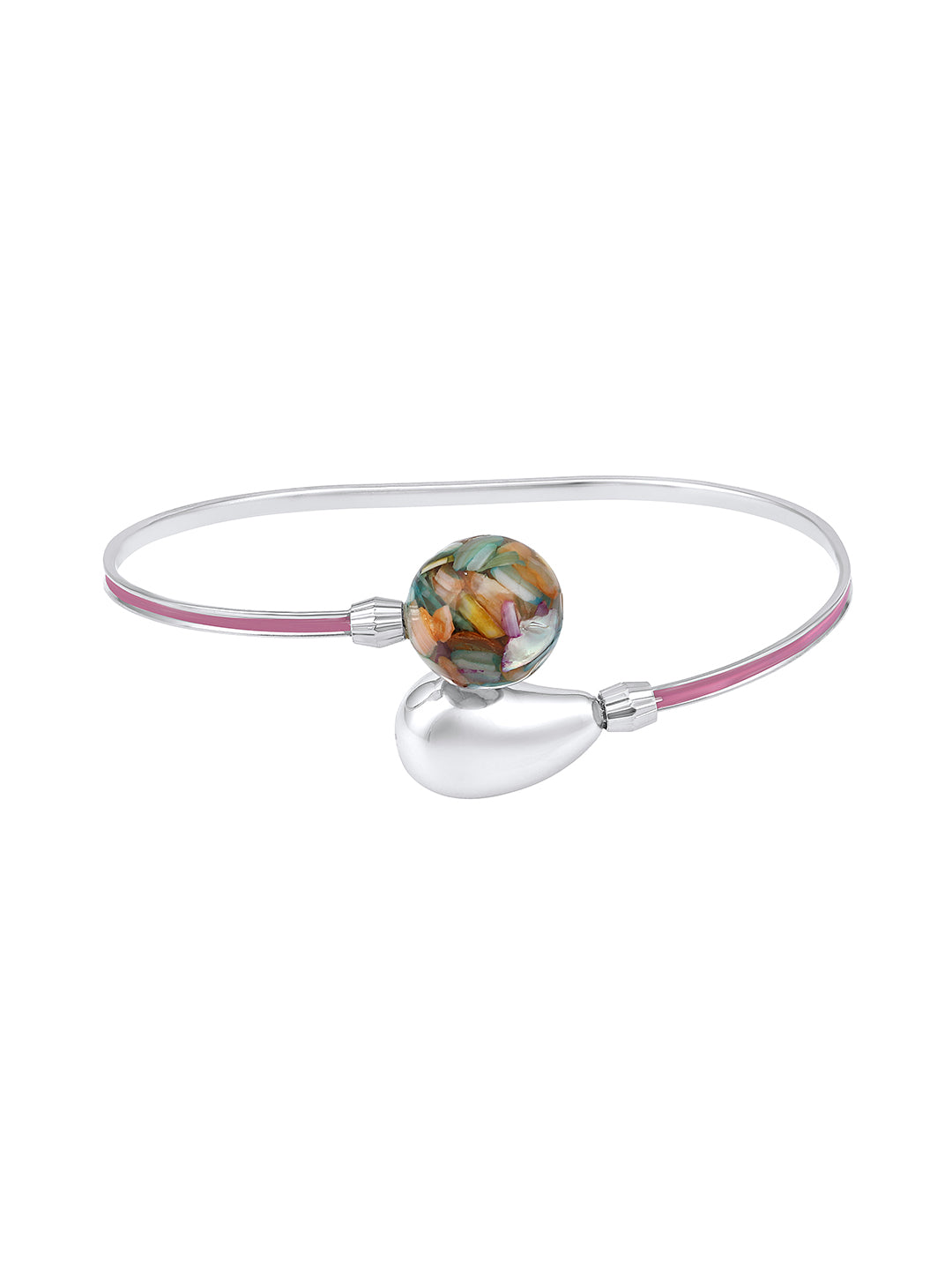 Rohodium Plated Comtemporary Meenakari Adjustable Kada