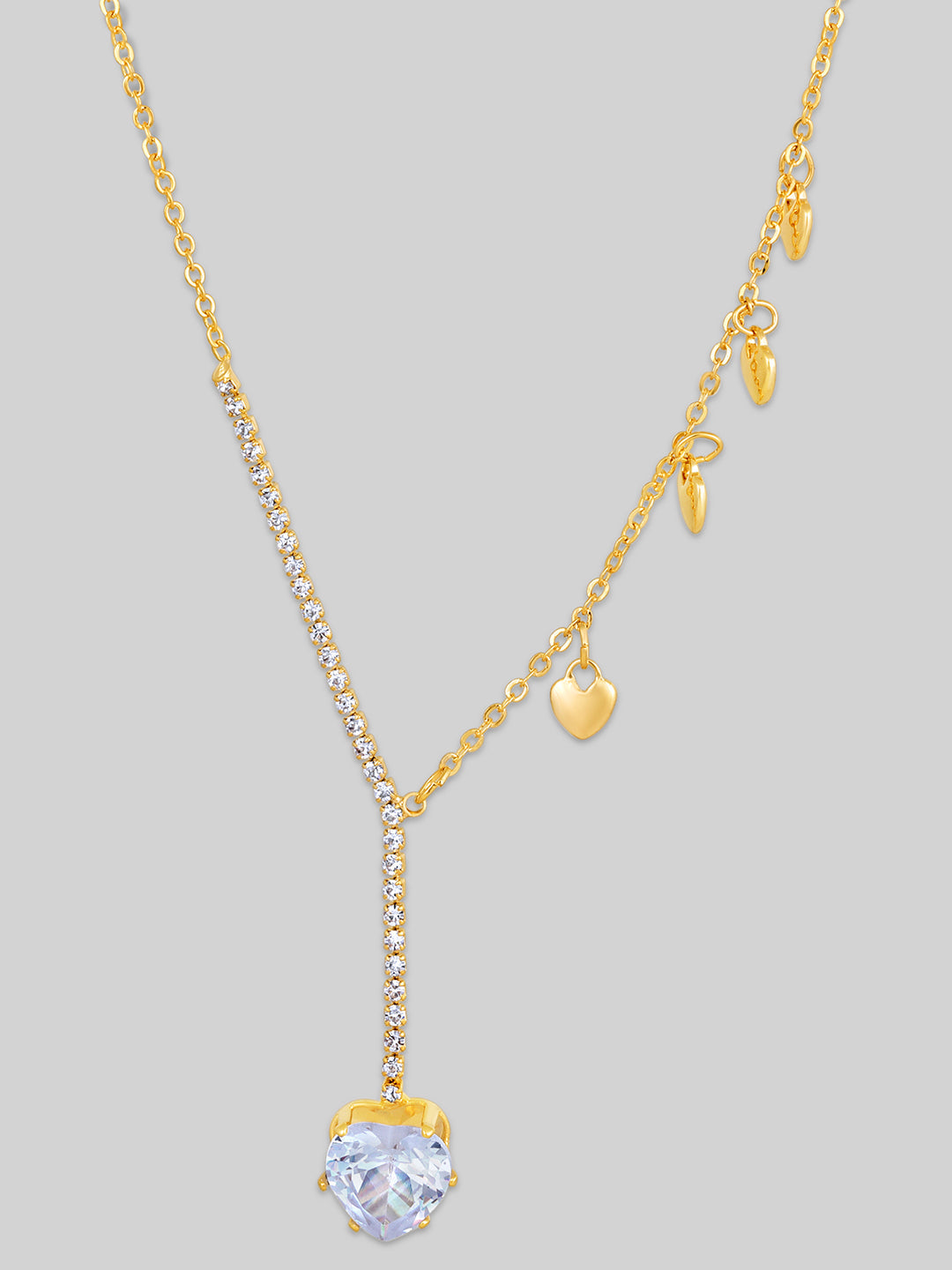 Gold Plated Brass Chain With Cubic Zirconia And Lobster Claw Clasp.