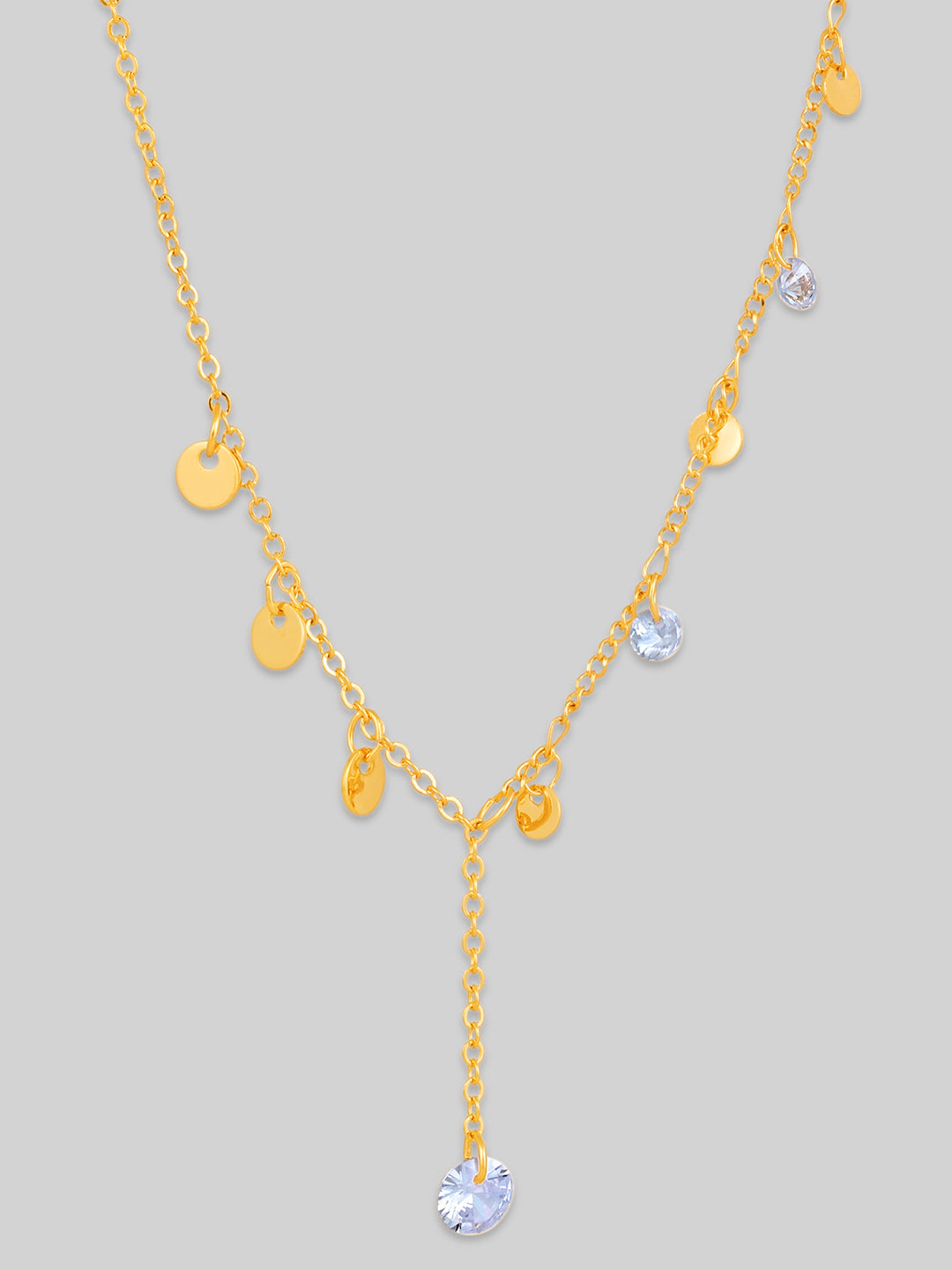 Gold Plated Brass Chain With Cubic Zirconia And Lobster Claw Clasp.