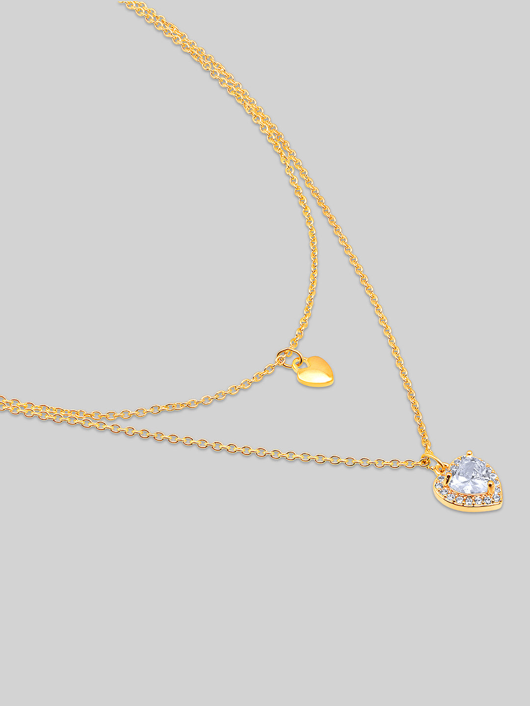 Gold Plated Brass Chain With Cubic Zirconia And Lobster Claw Clasp.