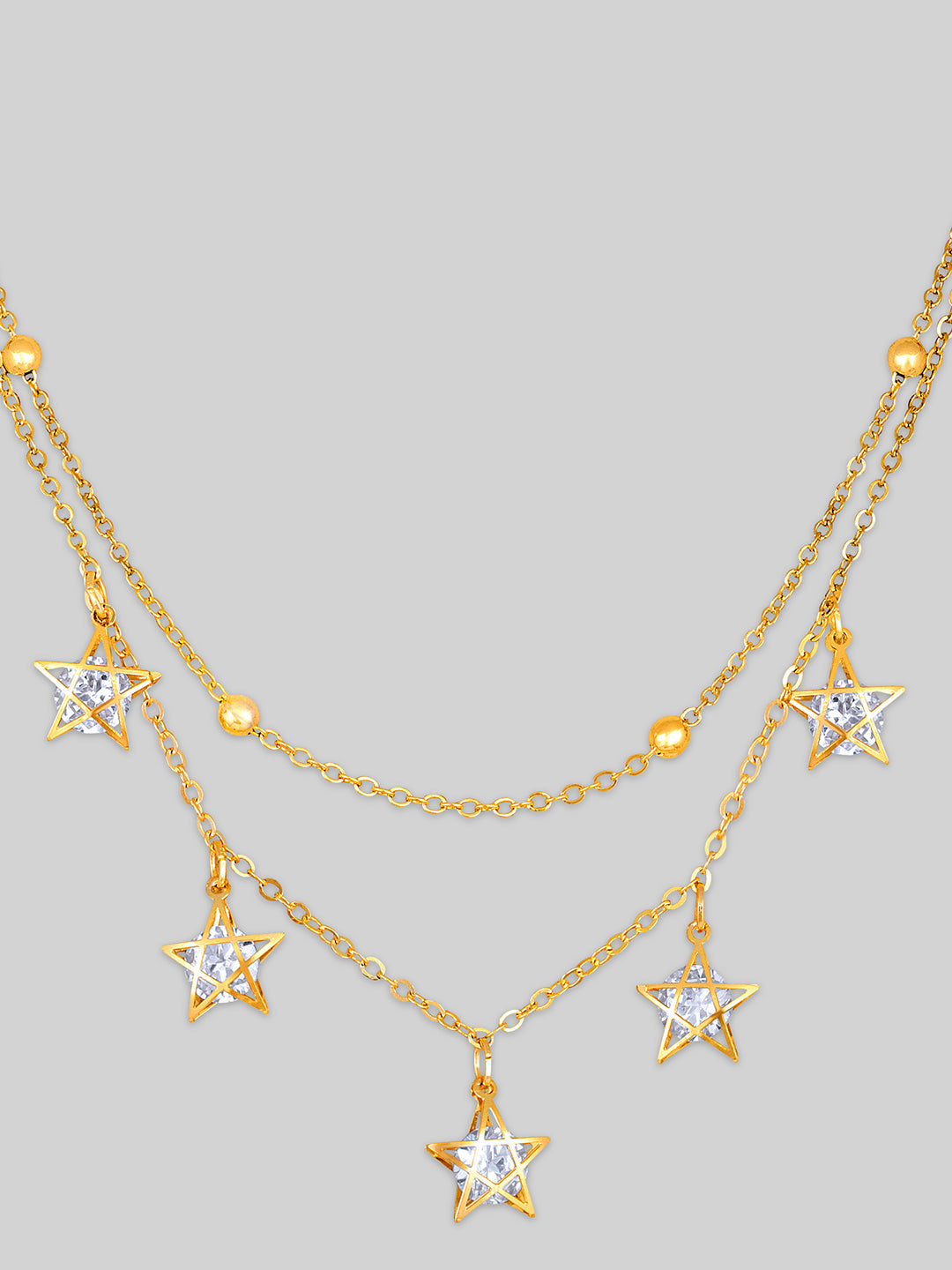 Gold Plated Brass Chain With Cubic Zirconia And Lobster Claw Clasp.