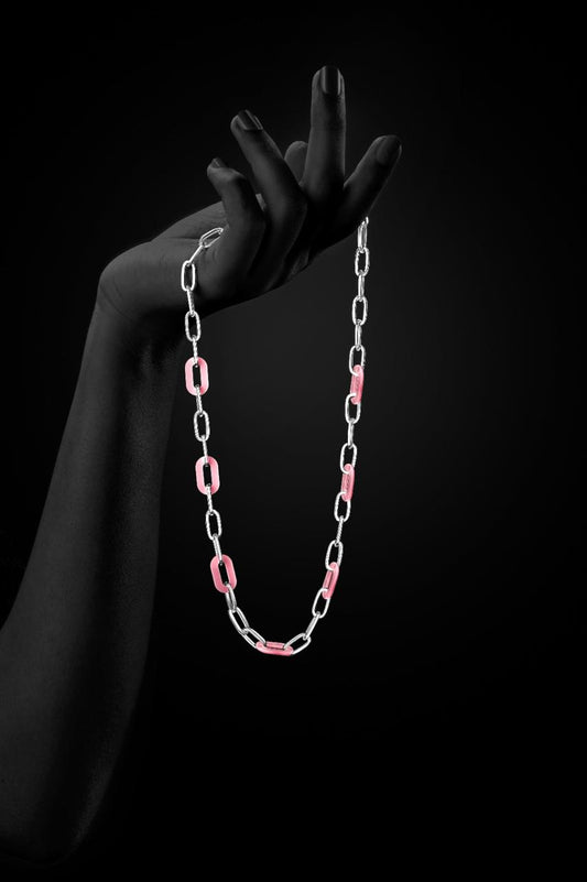Unisex Rhodium Plated Link Necklace Chain