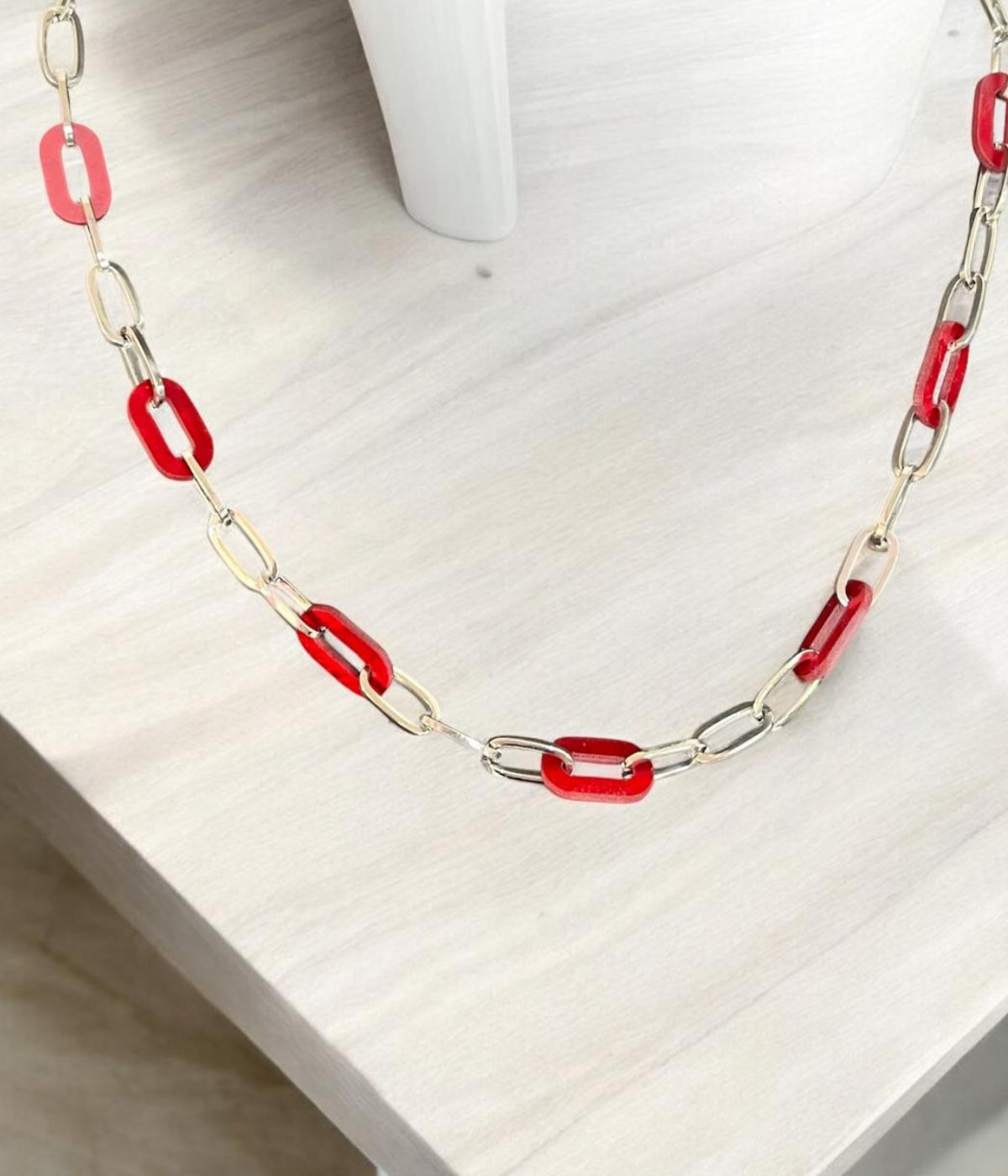 Unisex Rhodium Plated Link Necklace Chain