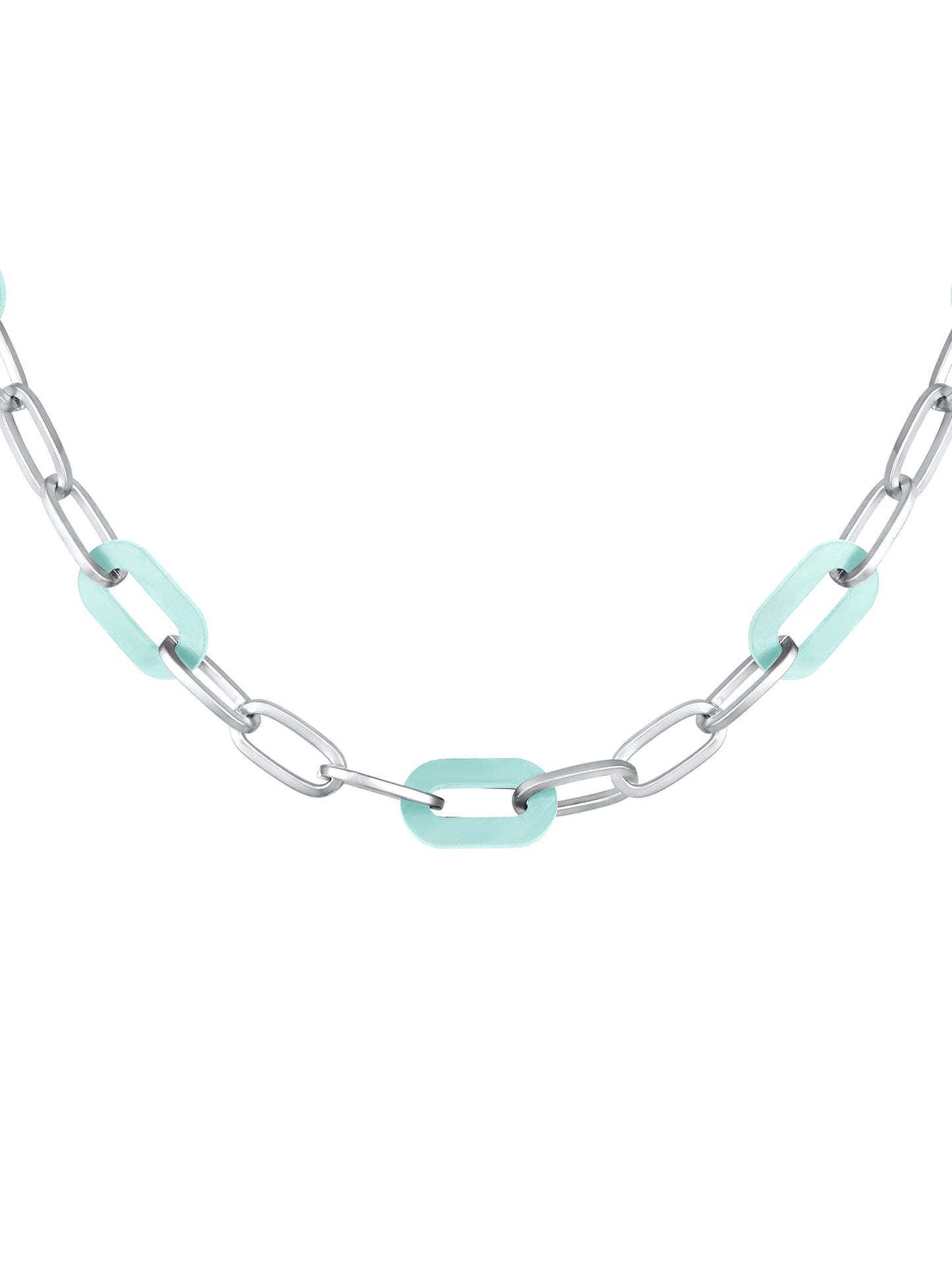 Unisex Rhodium Plated Link Necklace Chain