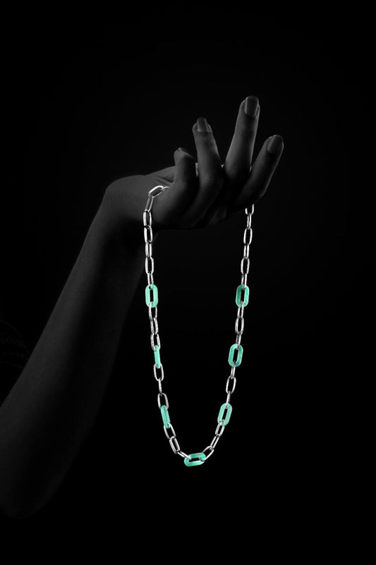 Unisex Rhodium Plated Link Necklace Chain