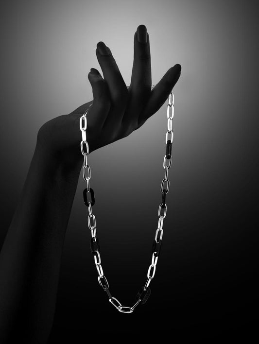 Unisex Rhodium Plated Link Necklace Chain