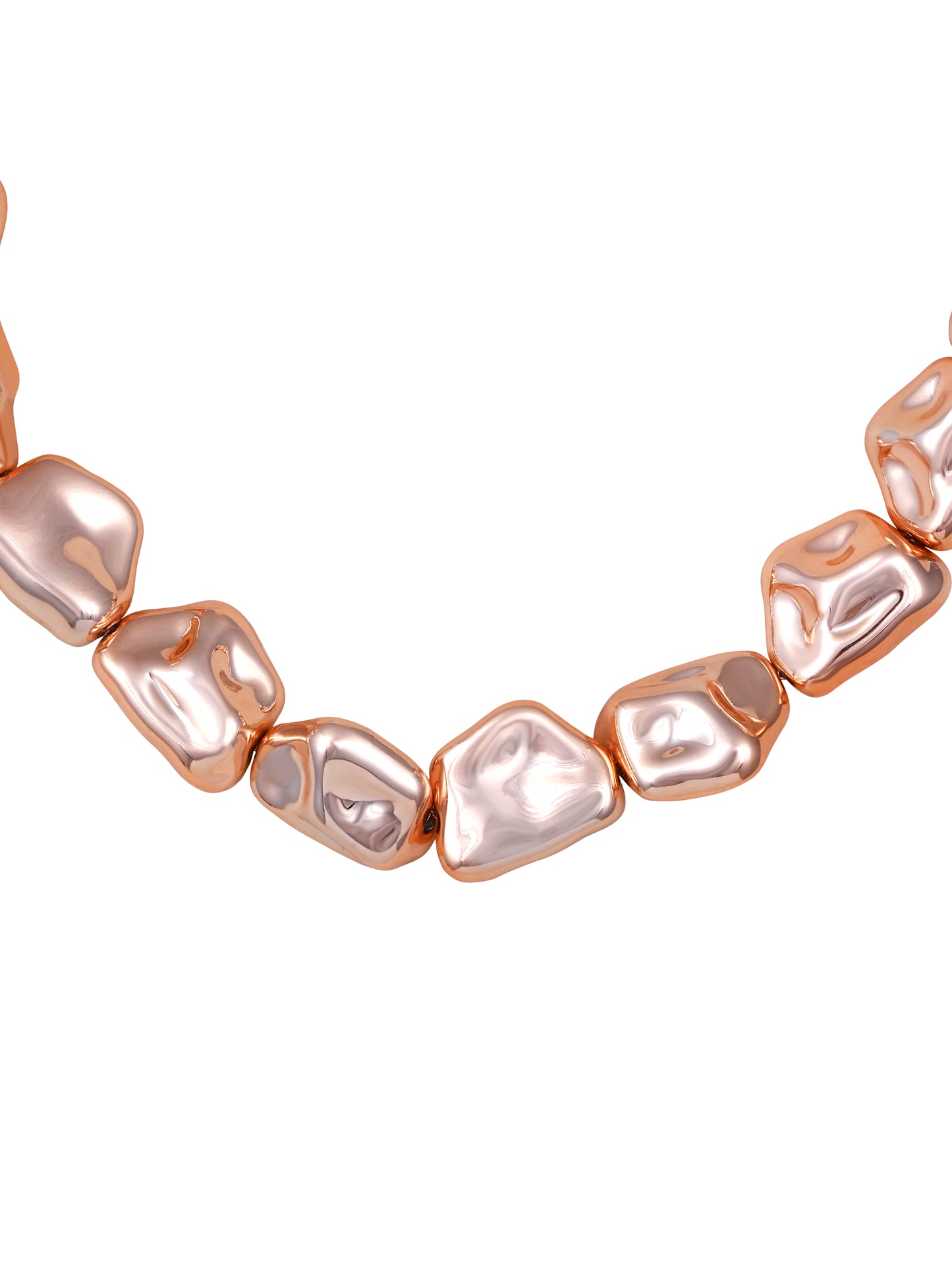 Rose Gold Plated Beaded Statement Choker Necklace Chain
