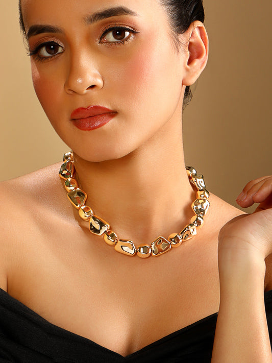 Rose Gold Plated Beaded Statement Choker Necklace Chain