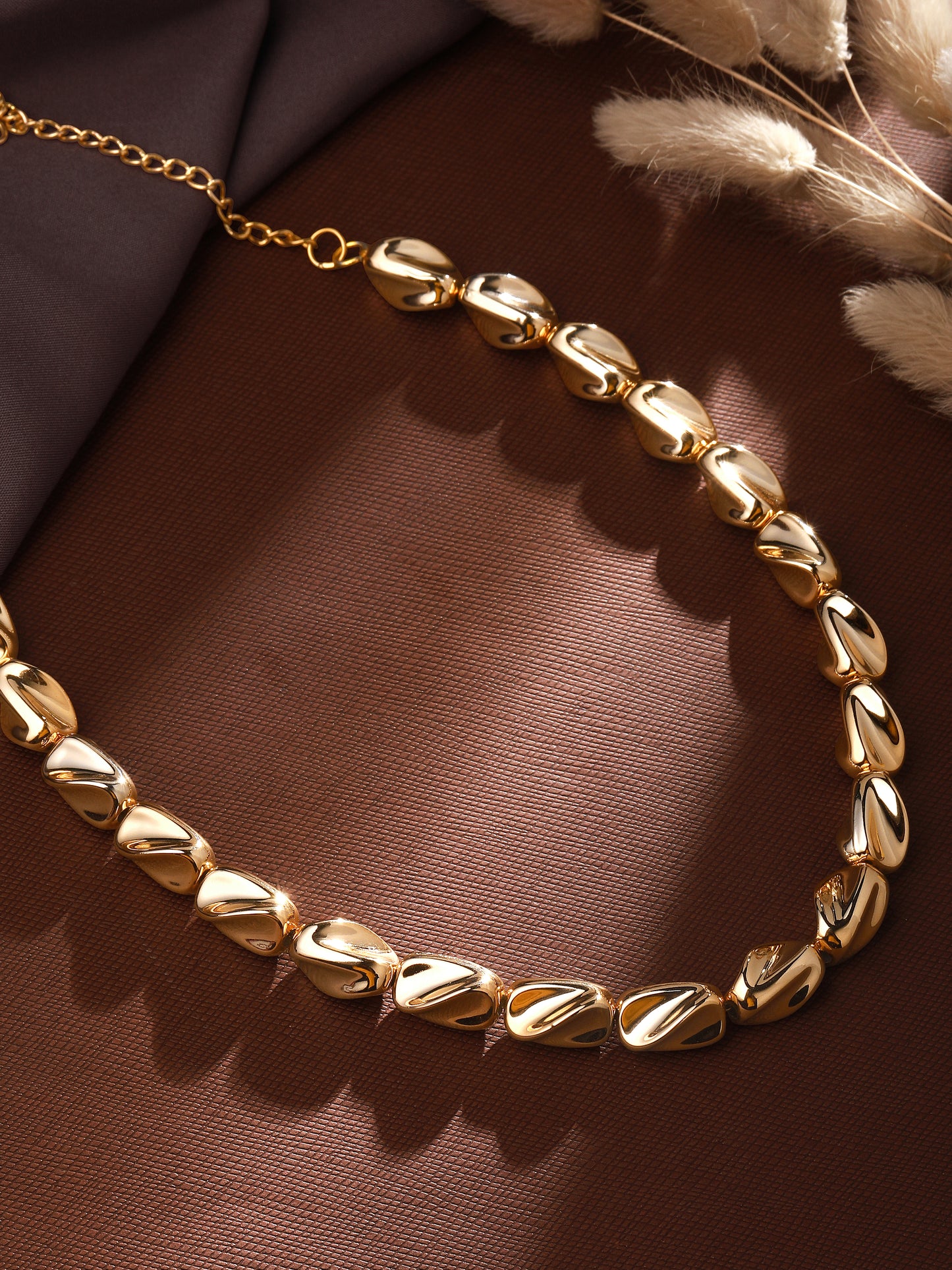 Rose Gold Plated Beaded Statement Choker Necklace Chain
