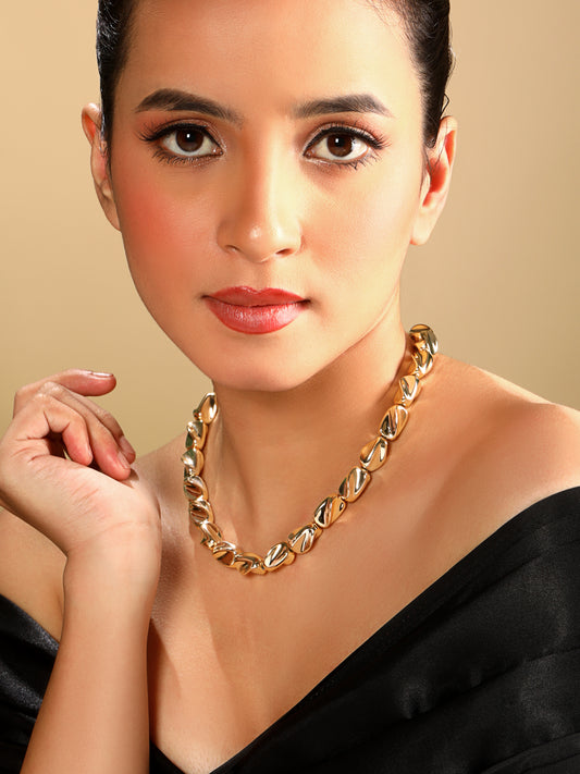 Rose Gold Plated Beaded Statement Choker Necklace Chain