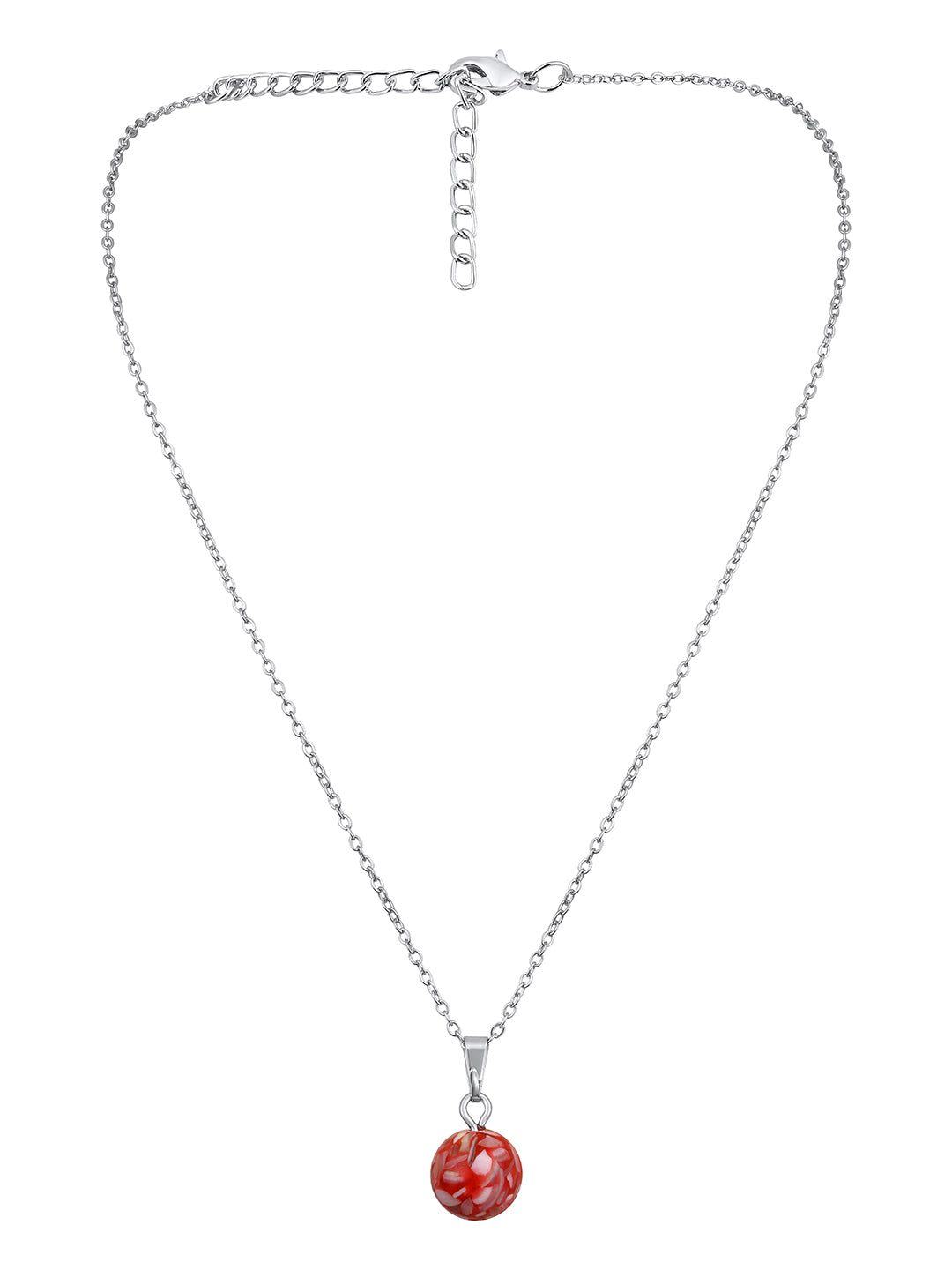 Contemporary Rhodium Plated Pearl Charm Pendant With Chain For Women