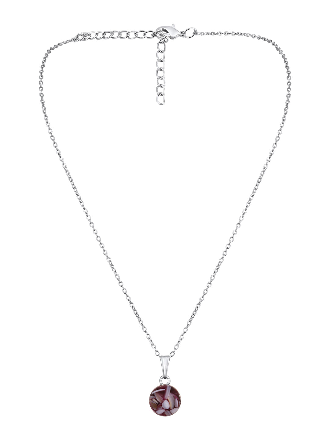 Contemporary Rhodium Plated Pearl Charm Pendant With Chain For Women