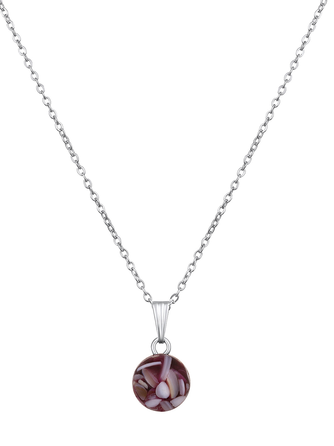 Contemporary Rhodium Plated Pearl Charm Pendant With Chain For Women