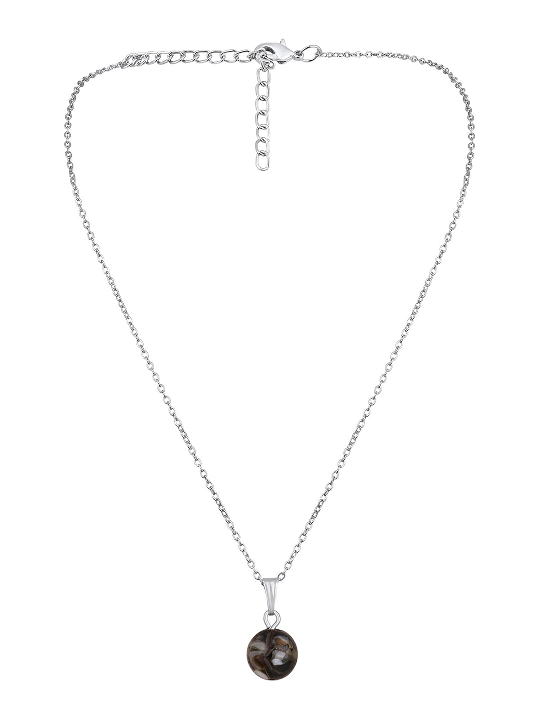 Contemporary Rhodium Plated Pearl Charm Pendant With Chain For Women