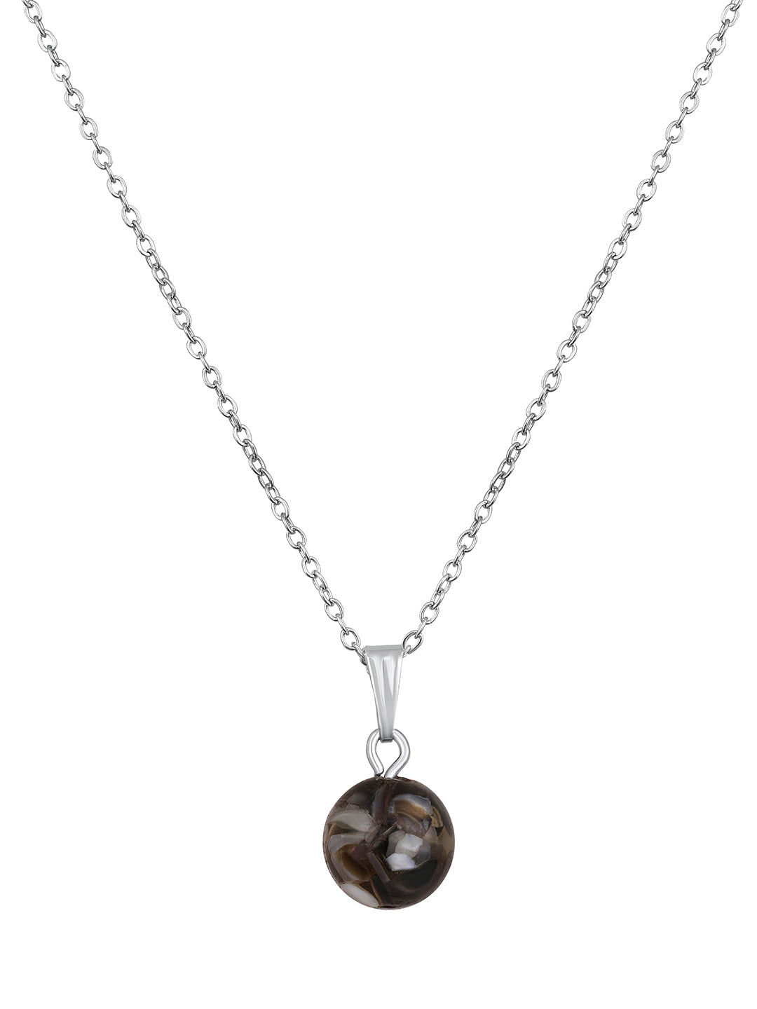 Contemporary Rhodium Plated Pearl Charm Pendant With Chain For Women