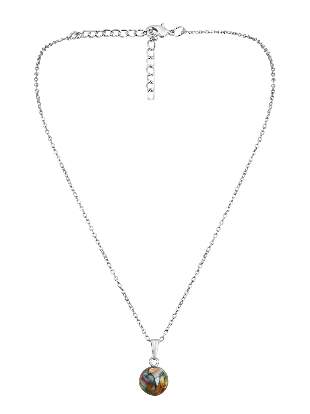 Contemporary Rhodium Plated Pearl Charm Pendant With Chain For Women