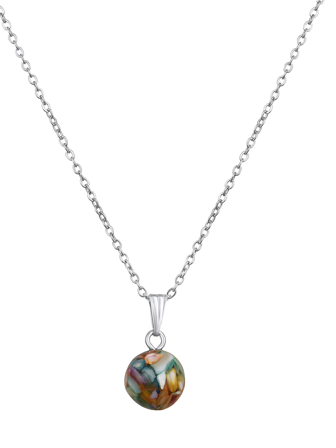 Contemporary Rhodium Plated Pearl Charm Pendant With Chain For Women