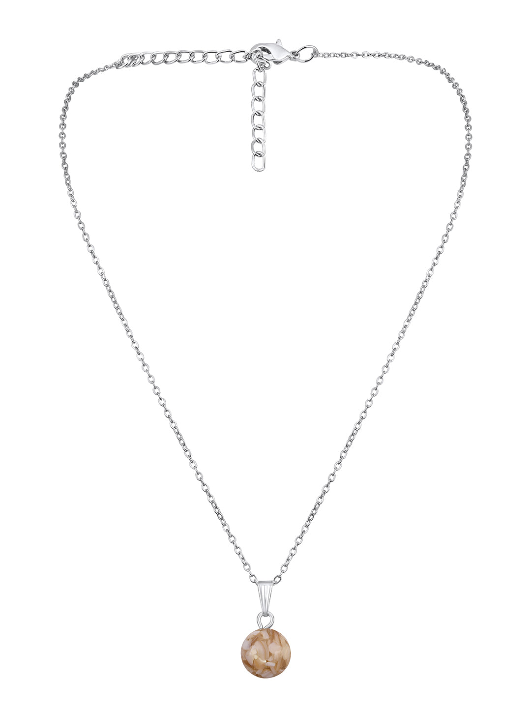 Contemporary Rhodium Plated Pearl Charm Pendant With Chain For Women