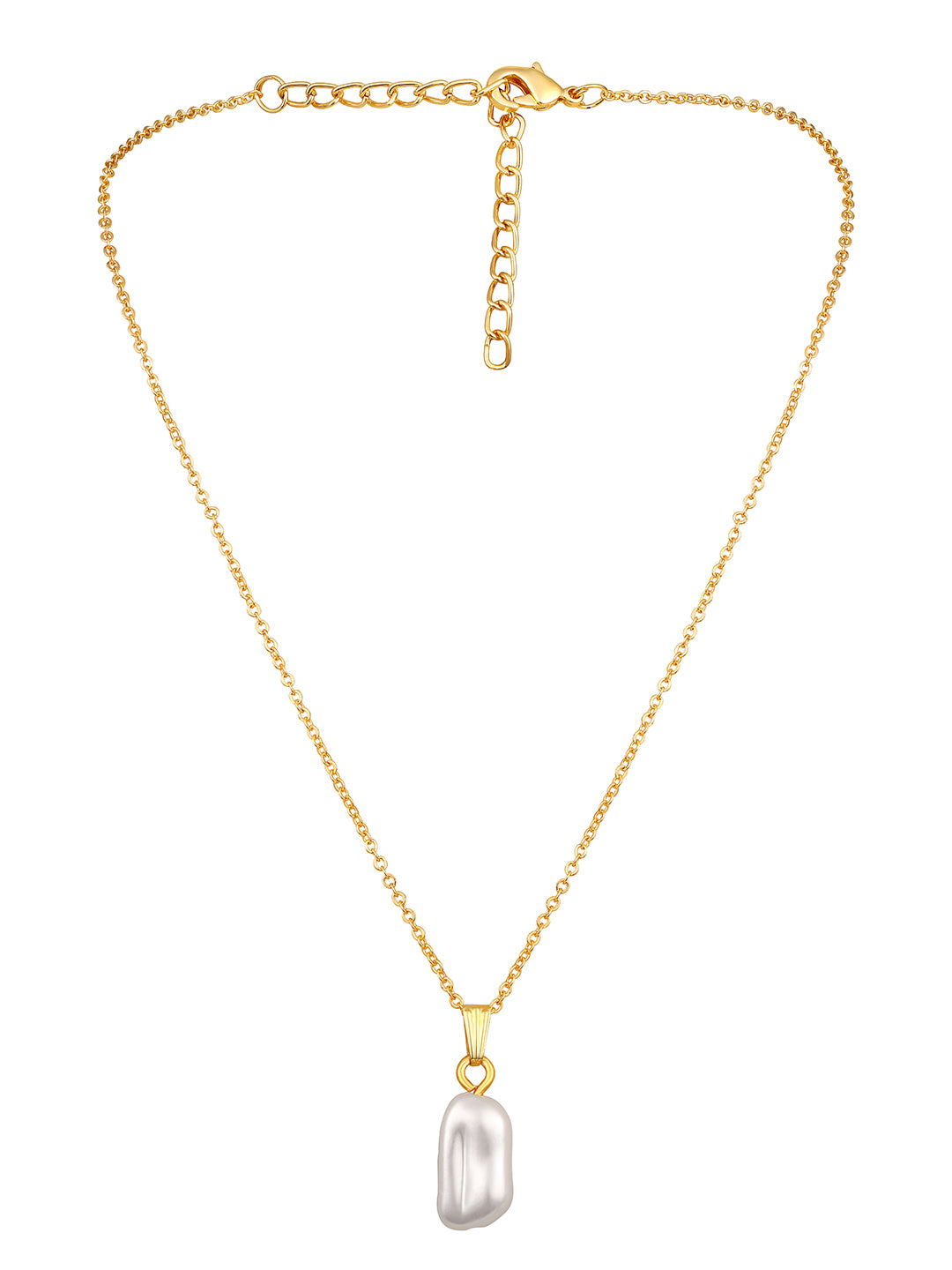 Contemporary Gold-Plated Pearl Charm Pendant With Chain For Women