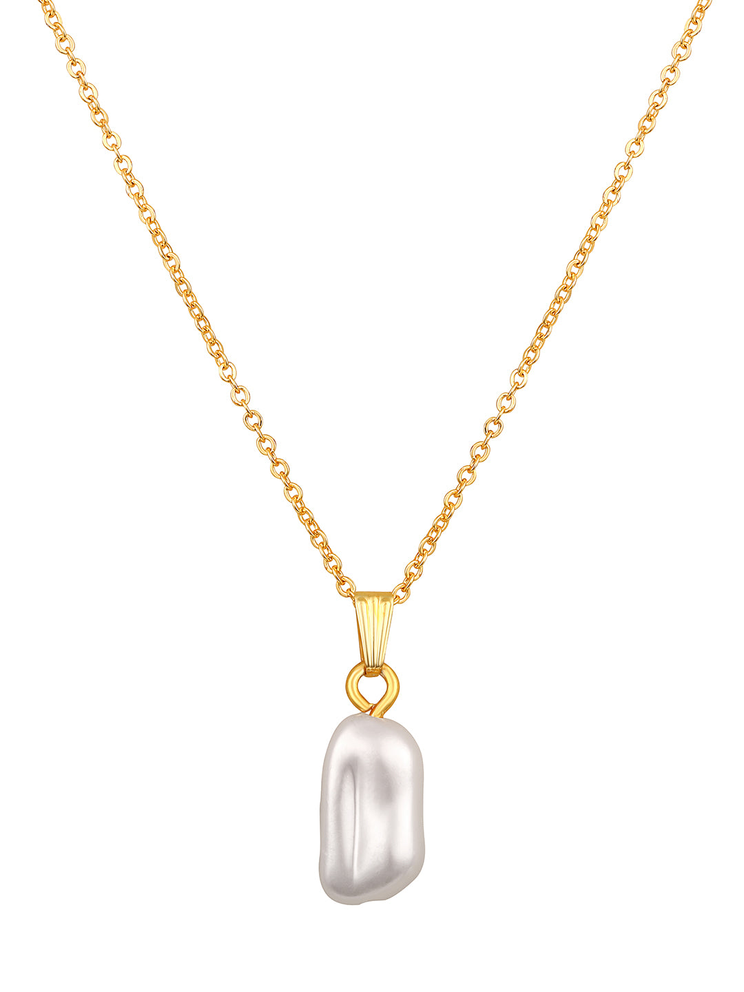 Contemporary Gold-Plated Pearl Charm Pendant With Chain For Women