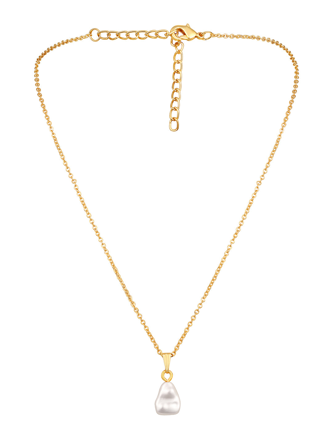 Contemporary Gold-Plated Pearl Charm Pendant With Chain For Women