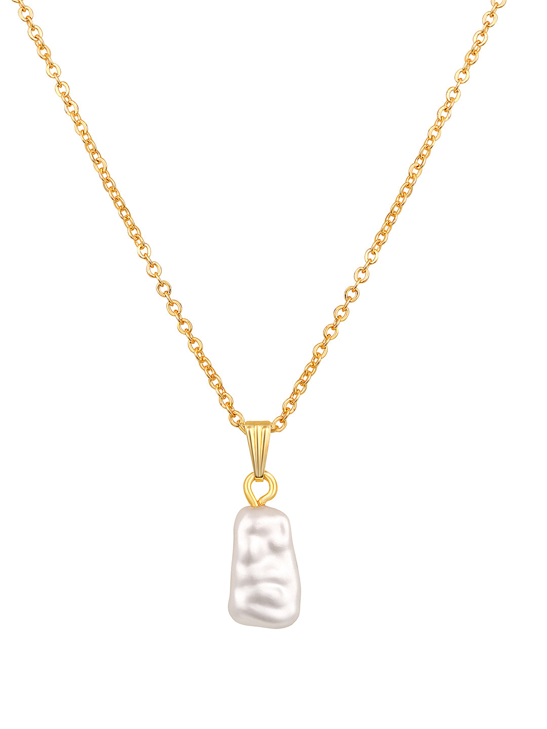 Gold-Plated Pearl Pendant With Chain For Women
