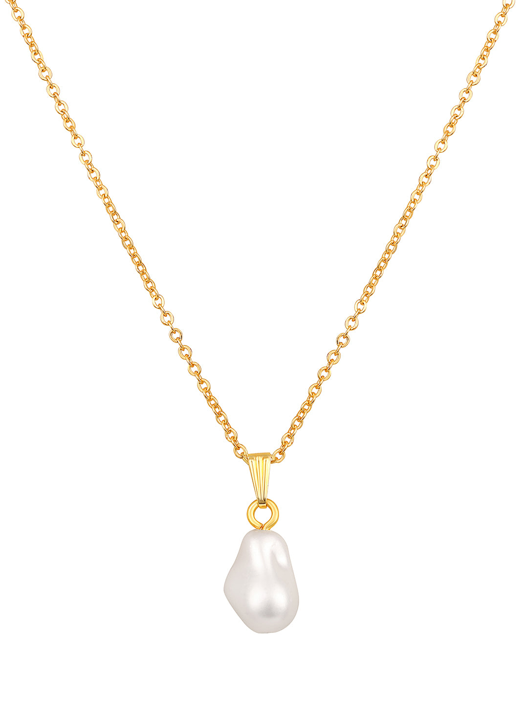 Gold-plated pearl charm pendant with chain for women – minimalist fashion necklace
