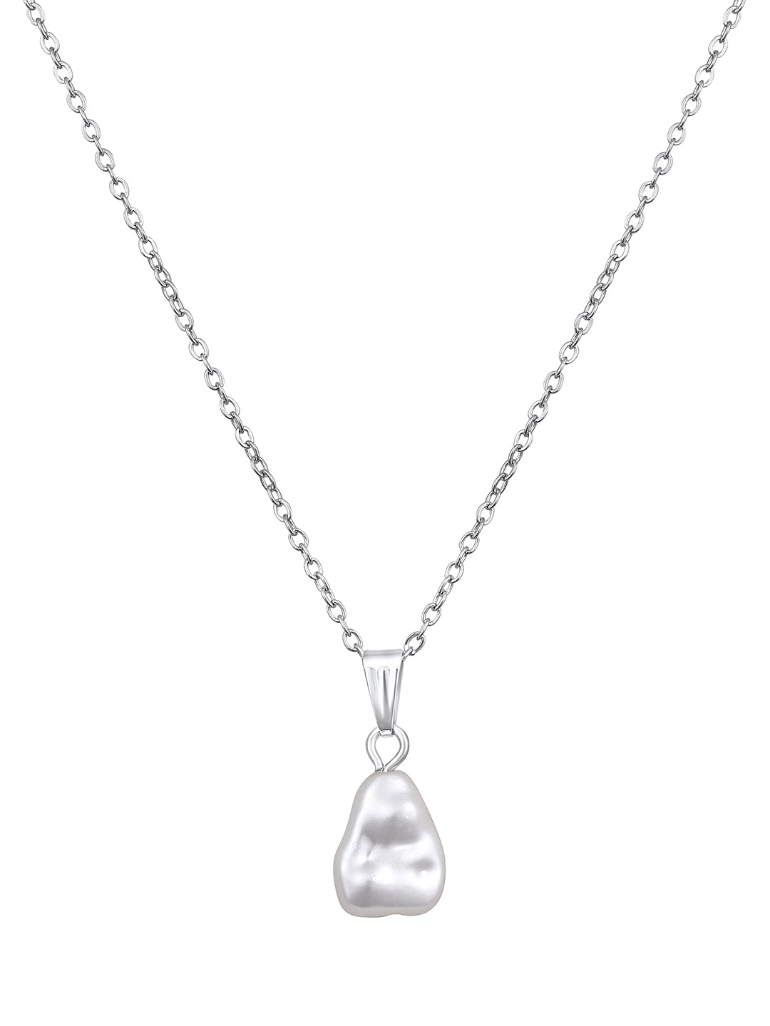 Silver pearl pendant with chain – elegant minimalist jewellery for women