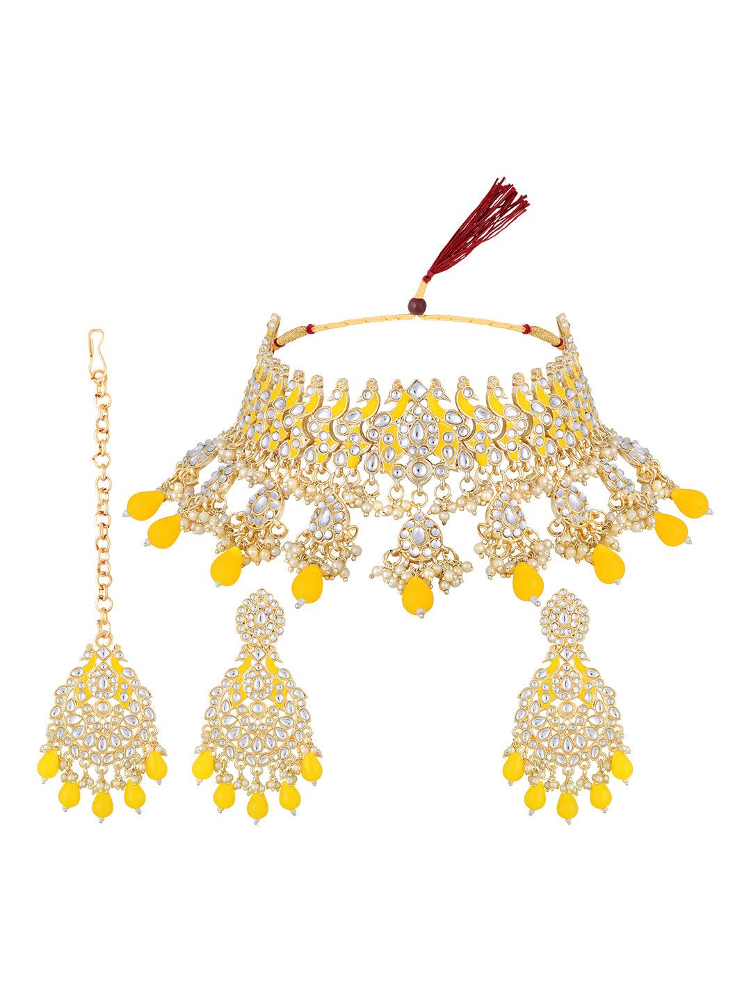 Chic Meenakari Pearl Choker Set - ASMITTA Jewellery