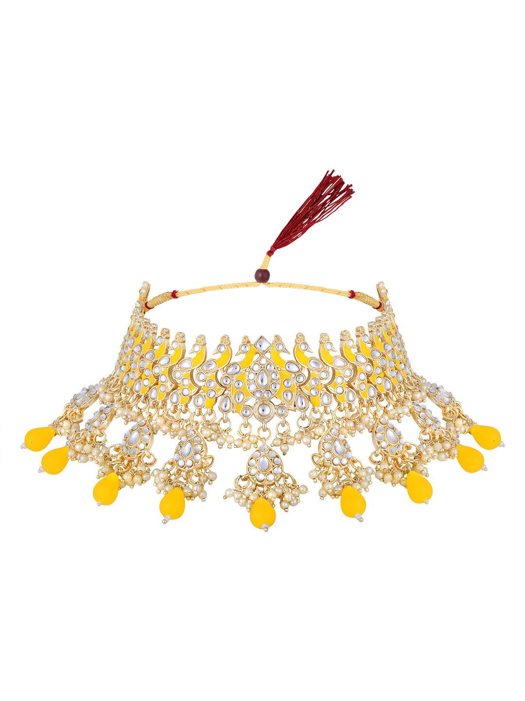Chic Meenakari Pearl Choker Set - ASMITTA Jewellery