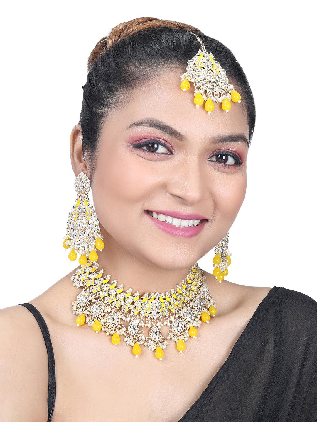 Chic Meenakari Pearl Choker Set - ASMITTA Jewellery