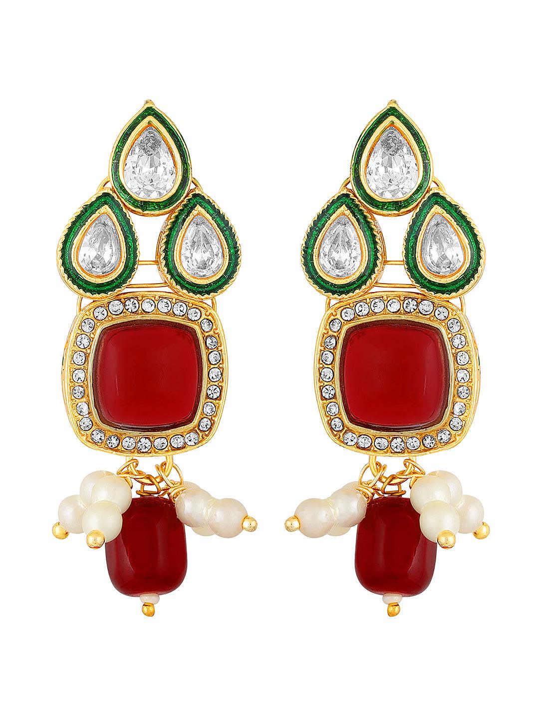Gold Plated Kundan Studded Multicolor Ethnic Choker Jewellery Set - ASMITTA Jewellery