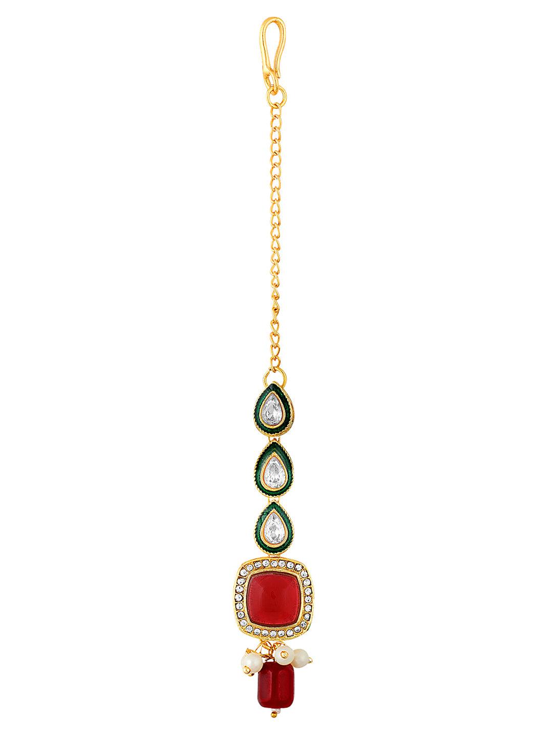 Gold Plated Kundan Studded Multicolor Ethnic Choker Jewellery Set - ASMITTA Jewellery