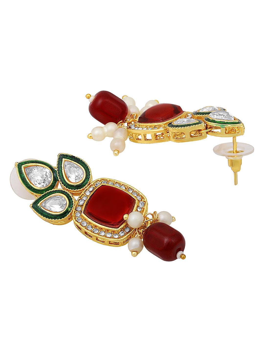 Gold Plated Kundan Studded Multicolor Ethnic Choker Jewellery Set - ASMITTA Jewellery