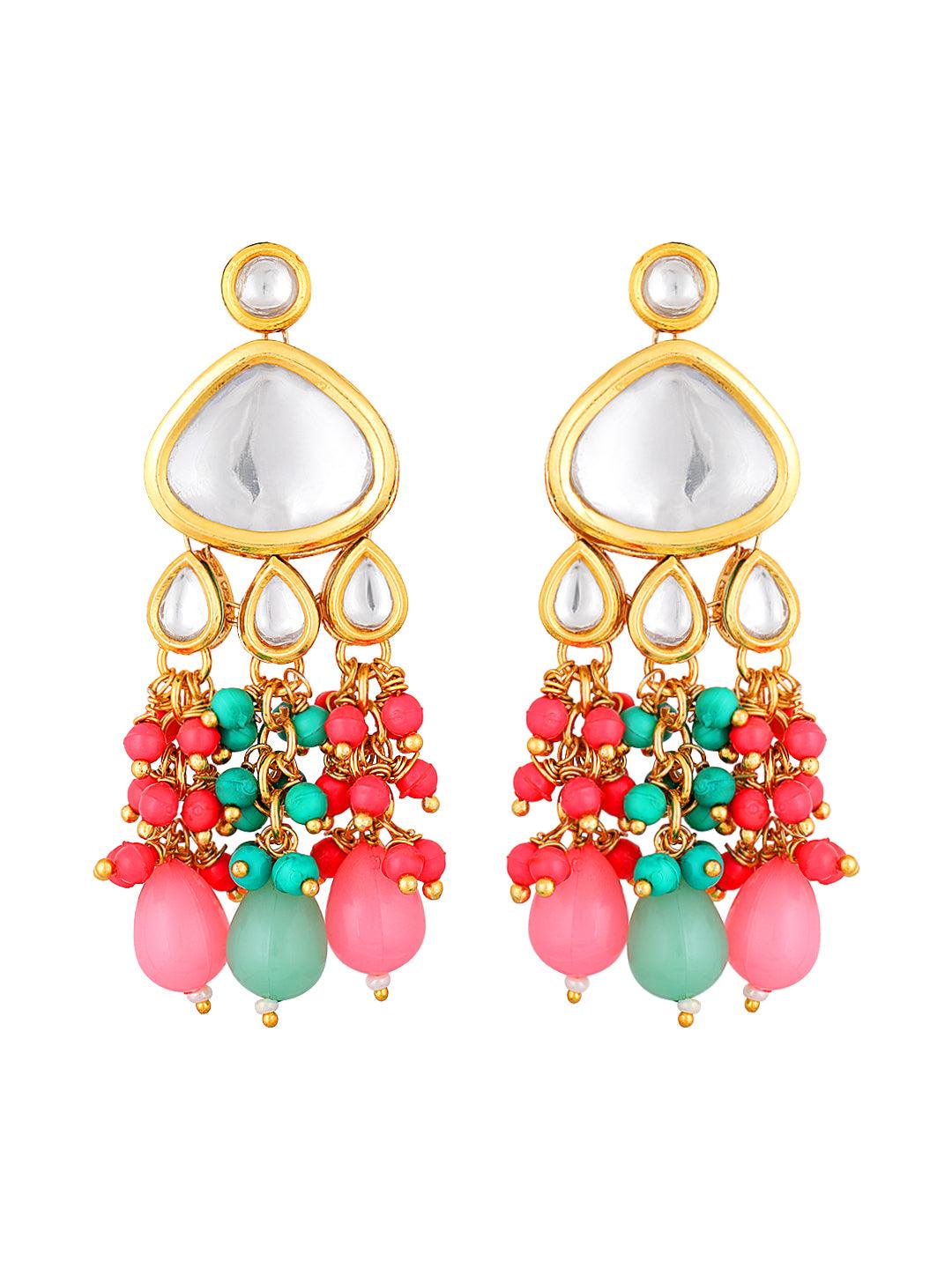 Gold Plated Kundan Studded Multicolor Ethnic Choker Necklace Set - ASMITTA Jewellery